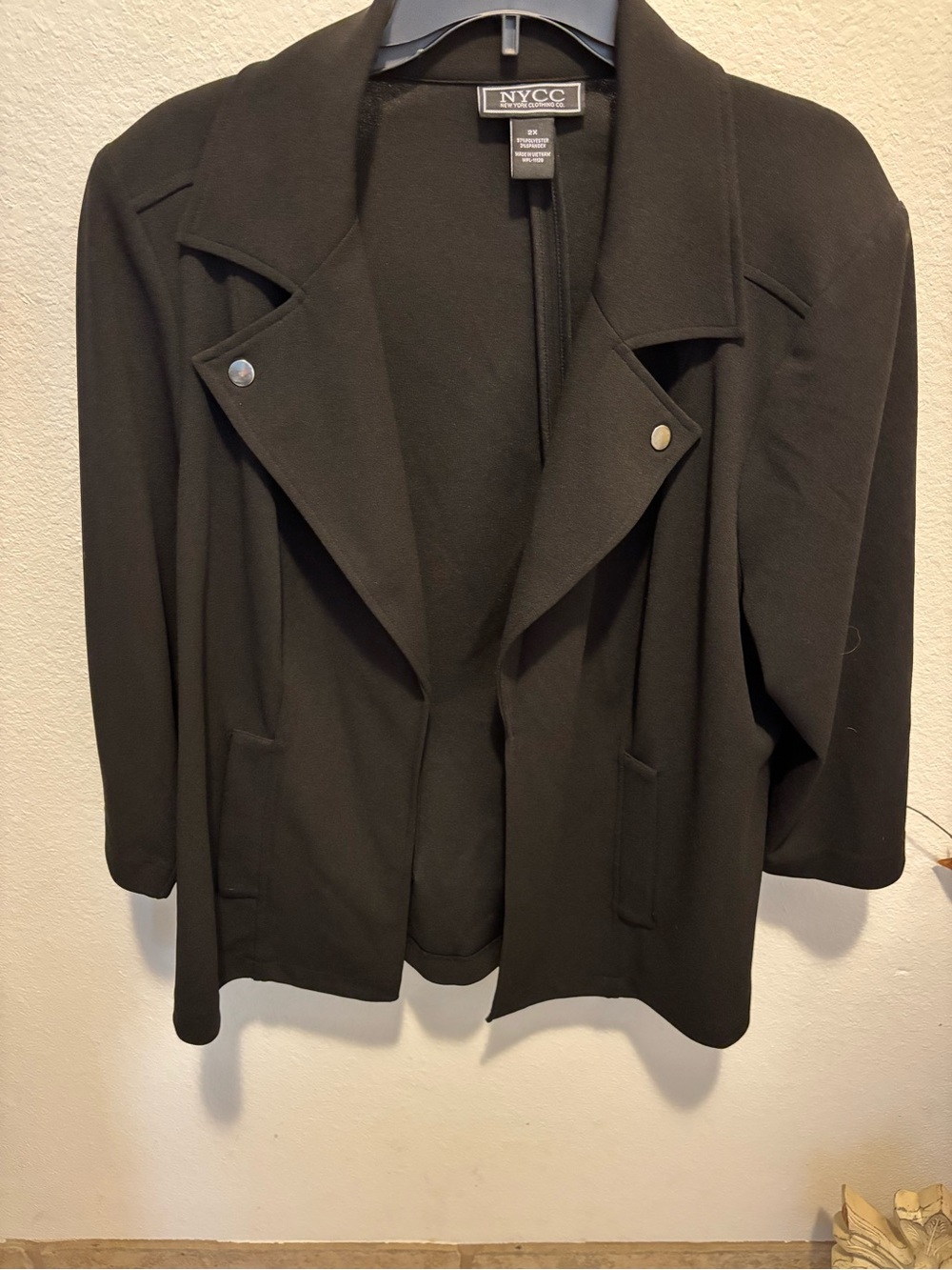 NY Clothing Company Women Black Dress Suit Jacket 3/4 Sleeve Collar Sz XXL